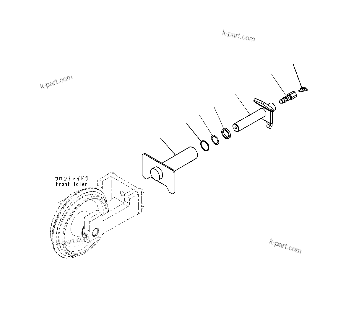 Komatsu parts book diagram for PC18MR-5 S/N F10001 AND UP: TRACK FRAME (RUBBER SHOE), IDLER CUSHION