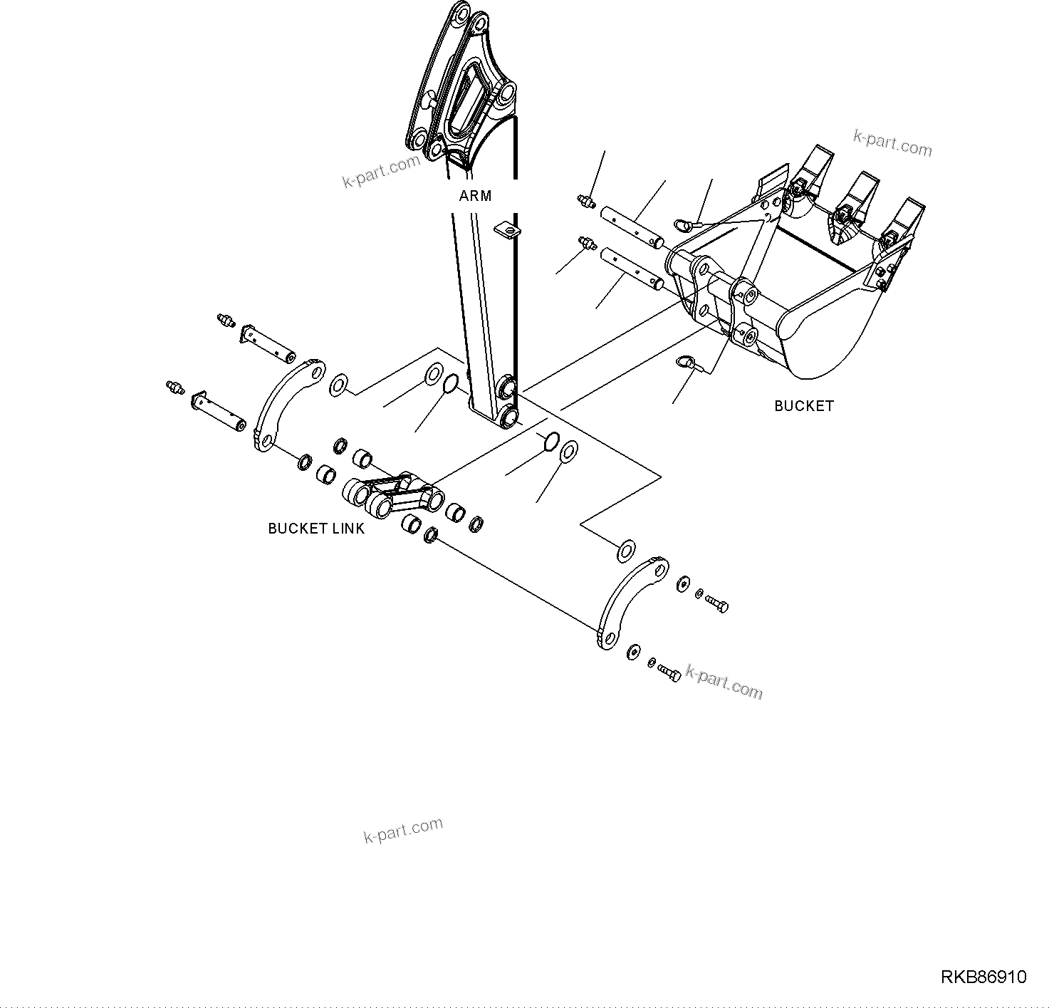 Komatsu parts book diagram for PC18MR-5 S/N F10001 AND UP: BUCKET PIN