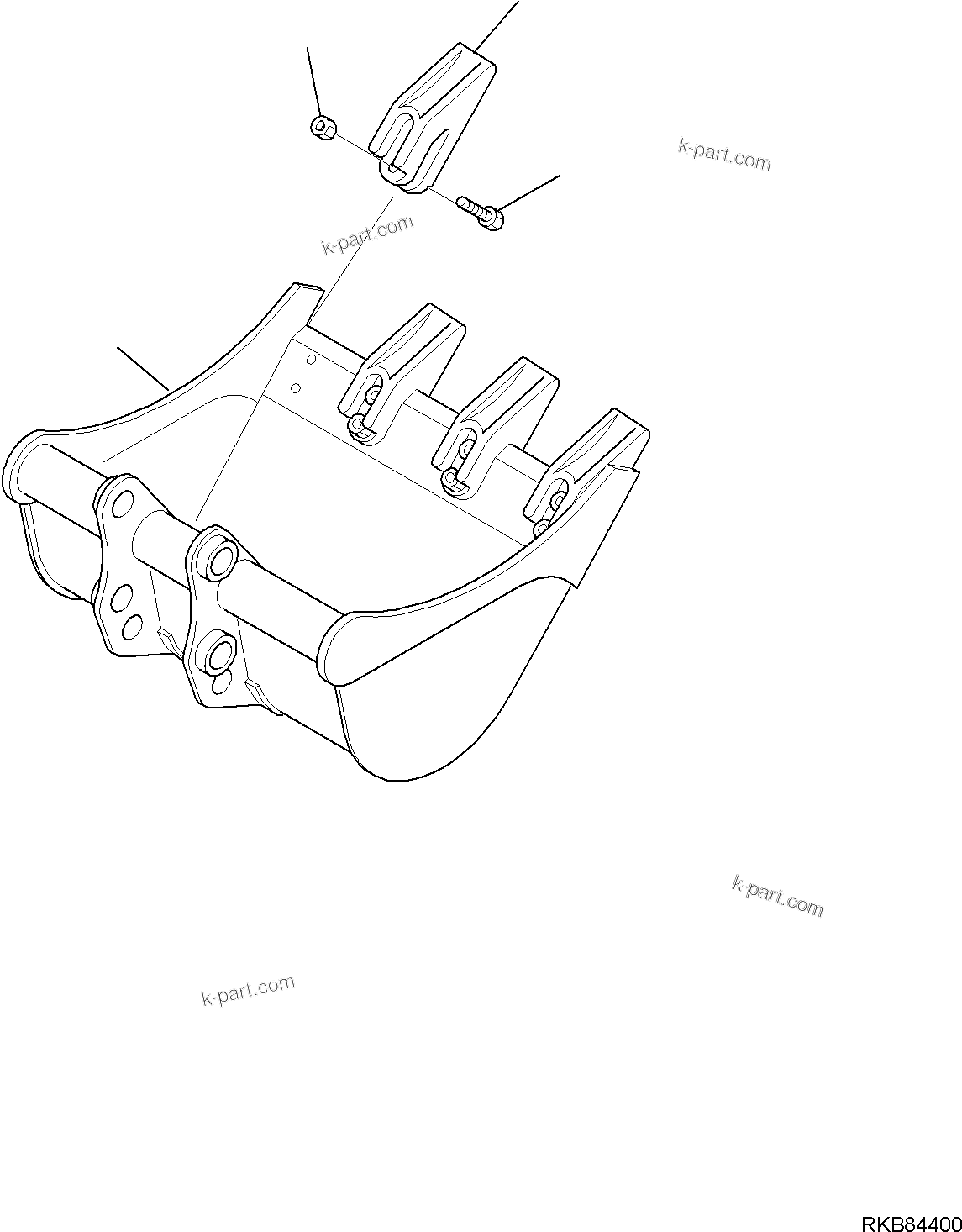 Komatsu parts book diagram for PC18MR-5 S/N F10001 AND UP: BUCKET, INNER PARTS