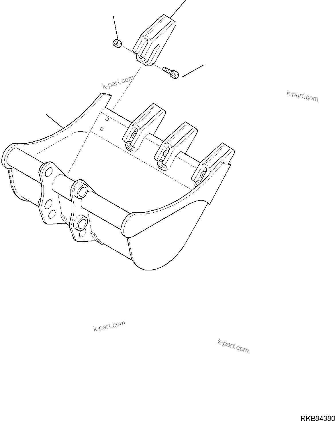 Komatsu parts book diagram for PC18MR-5 S/N F10001 AND UP: BUCKET, INNER PARTS