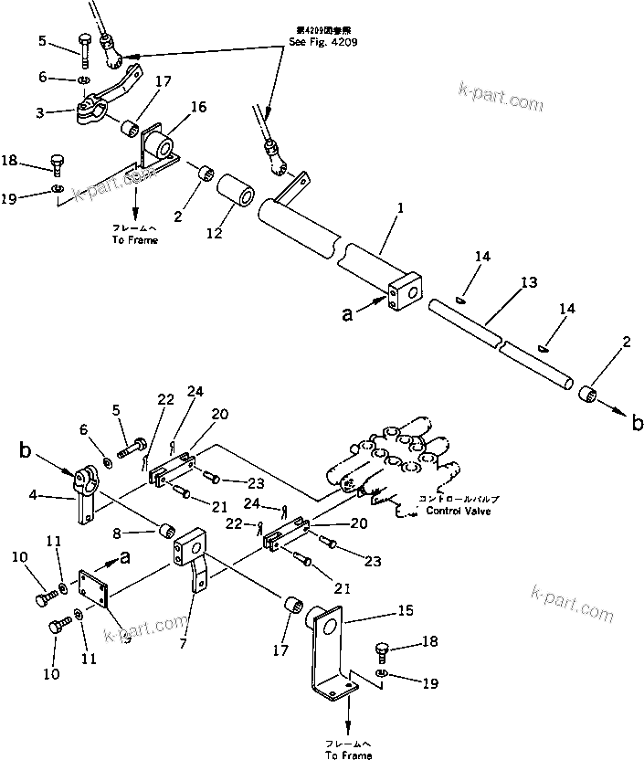 Komatsu parts book diagram for PC20-6 S/N 24001-UP: BLADE CONTROL LEVER AND LINKAGE (2/2) (FOR POWER TILT MECHANICAL ANGLE DOZER)(#29361-)