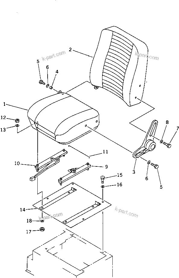 Komatsu parts book diagram for PC20-6 S/N 24001-UP: OPERATOR'S SEAT (FOR CAB)(#24001-29360)