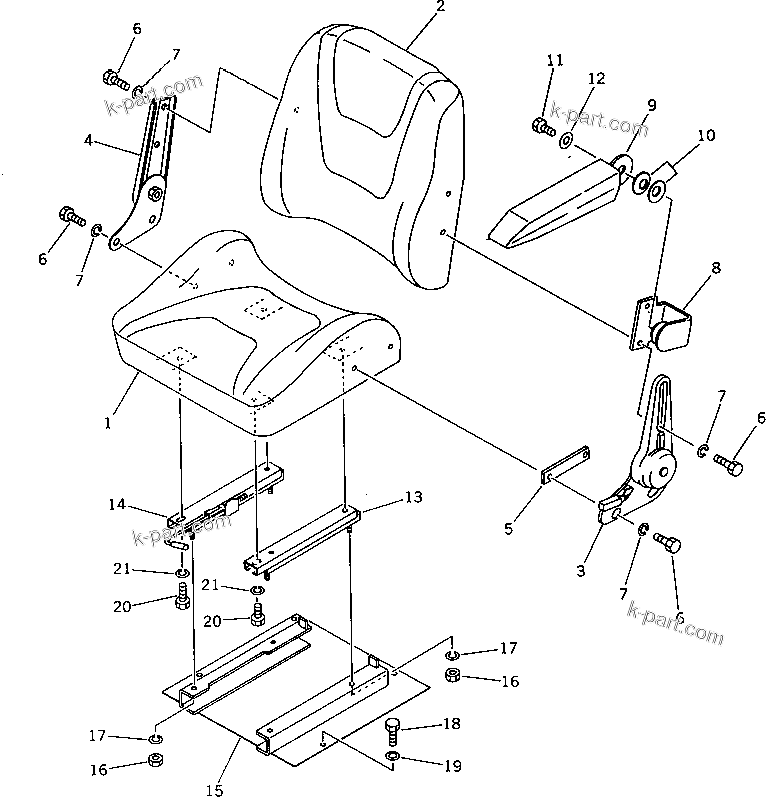 Komatsu parts book diagram for PC20-6 S/N 24001-UP: OPERATOR'S SEAT (FOR CANOPY)(#29361-)