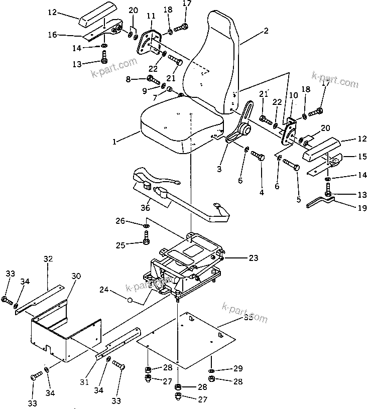 Komatsu parts book diagram for PC20-6 S/N 24001-UP: OPERATOR'S SEAT (WITH OIL SUSPENSION) (OP)