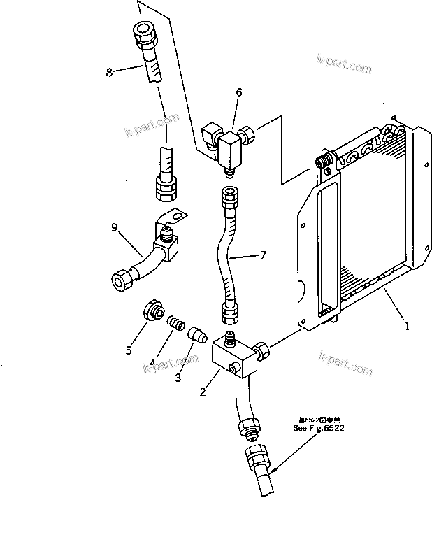 Komatsu parts book diagram for PC20-6 S/N 24001-UP: HYDRANLIC PIPING (COOLER) (FOR BREAKER)