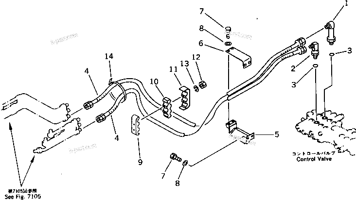 Komatsu parts book diagram for PC20-6 S/N 24001-UP: HYDRAULIC PIPING (BOOM CYLINDER) (CHASSIS SIDE)
