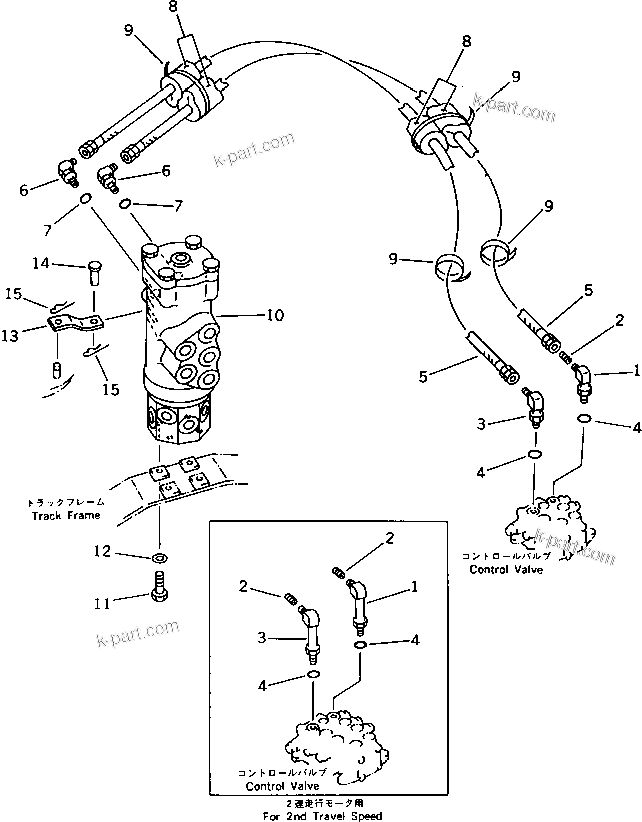 Komatsu parts book diagram for PC20-6 S/N 24001-UP: HYDRAULIC PIPING (BLADE CYLINDER LINE) (CHASSIS SIDE)
