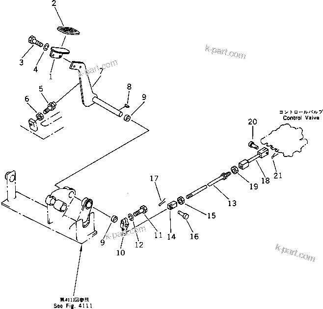 Komatsu parts book diagram for PC20-6 S/N 24001-UP: TRAVEL SPEED PEDAL (FOR 2ND TRAVEL SPEED) (OP)