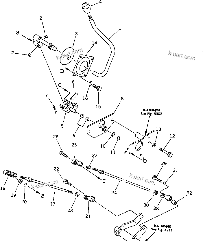Komatsu parts book diagram for PC20-6 S/N 24001-UP: BLADE CONTROL LEVER AND LINKAGE (1/2) (FOR POWER TILT MECHANICAL ANGLE DOZER)(#29361-)