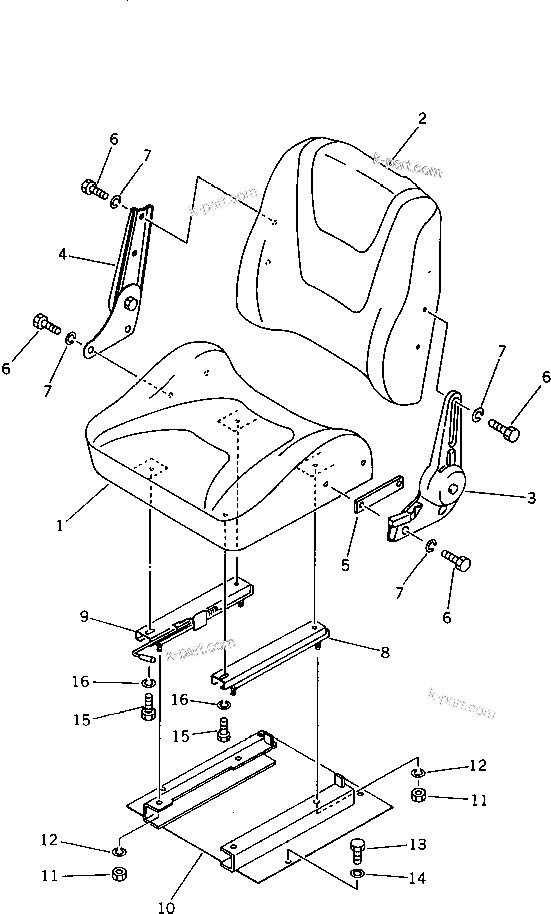 Komatsu parts book diagram for PC20-6 S/N 24001-UP: OPERATOR'S SEAT (FOR CAB)(#29361-)