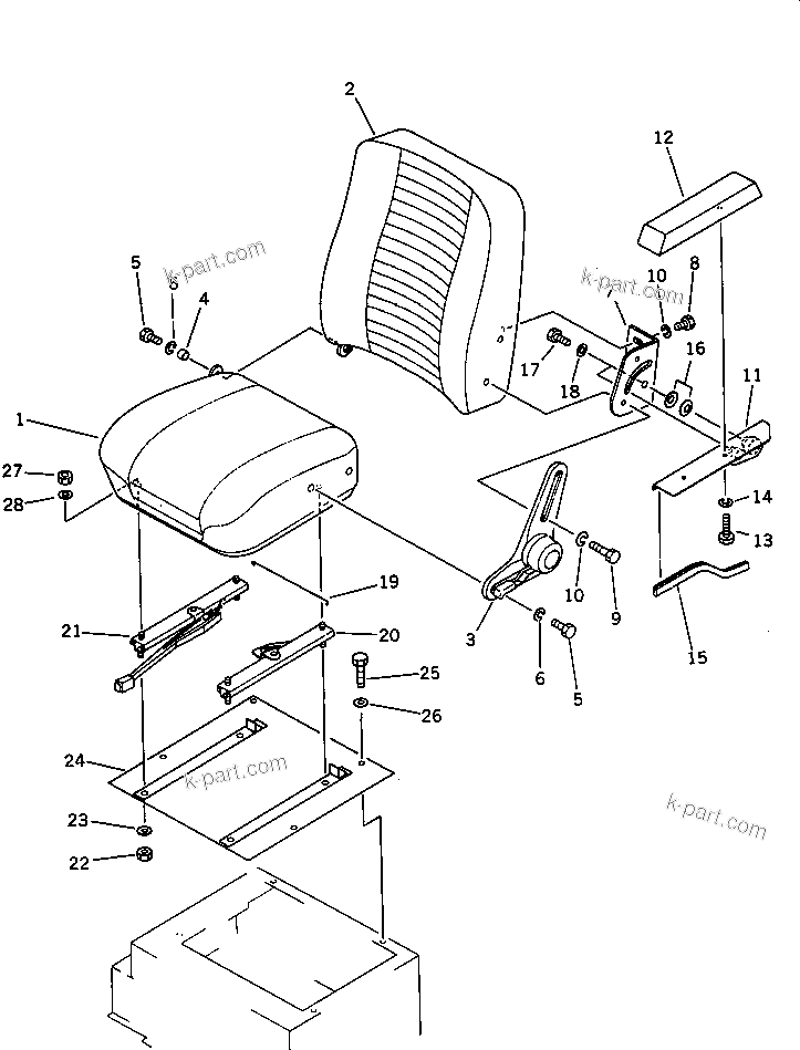 Komatsu parts book diagram for PC20-6 S/N 24001-UP: OPERATOR'S SEAT (FOR CANOPY)(#24001-29360)