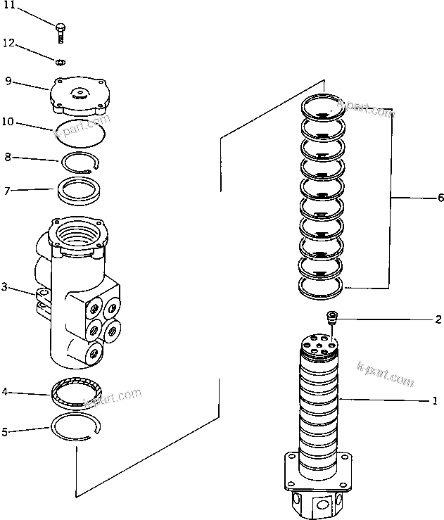 Komatsu parts book diagram for PC20-6 S/N 24001-UP: SWIVEL JOINT (FOR POWER TILT MECHANICAL ANGLE DOZER)(#29361-)