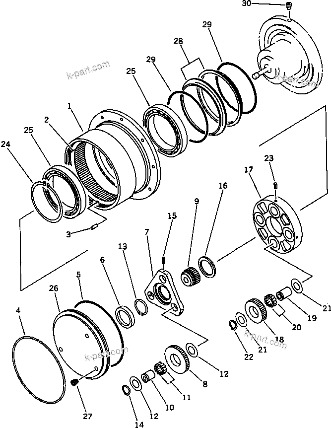 Komatsu parts book diagram for PC20-6 S/N 24001-UP: TRAVEL MOTOR (2/3)(#29685-)