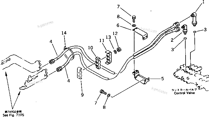 Komatsu parts book diagram for PC20-6 S/N 24001-UP: HYDRAULIC PIPING (BOOM CYLINDER) (CHASSIS SIDE)