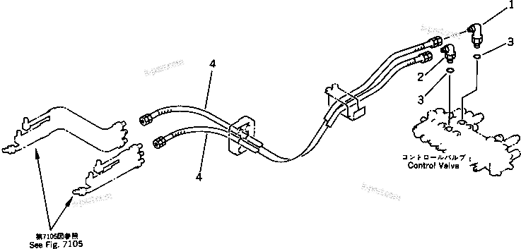 Komatsu parts book diagram for PC20-6 S/N 24001-UP: HYDRAULIC PIPING (BUCKET CYLINDER LINE) (CHASSIS SIDE)