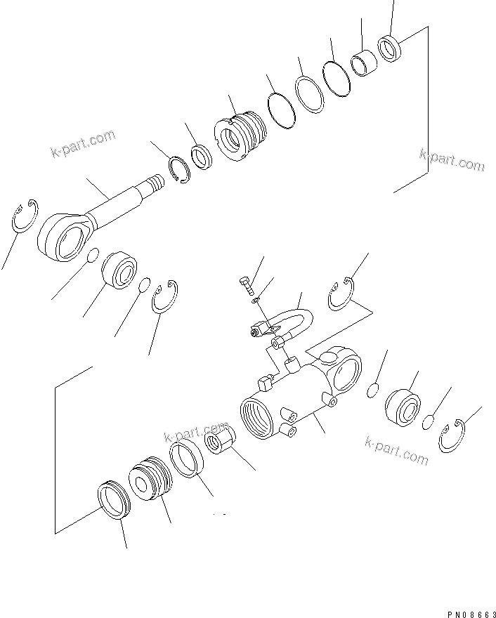 Komatsu parts book diagram for PC20-6 S/N 24001-UP: BLADE TILT CYLINDER (POWER TILT MECHANICAL ANGLE DOZER)(#26361-)