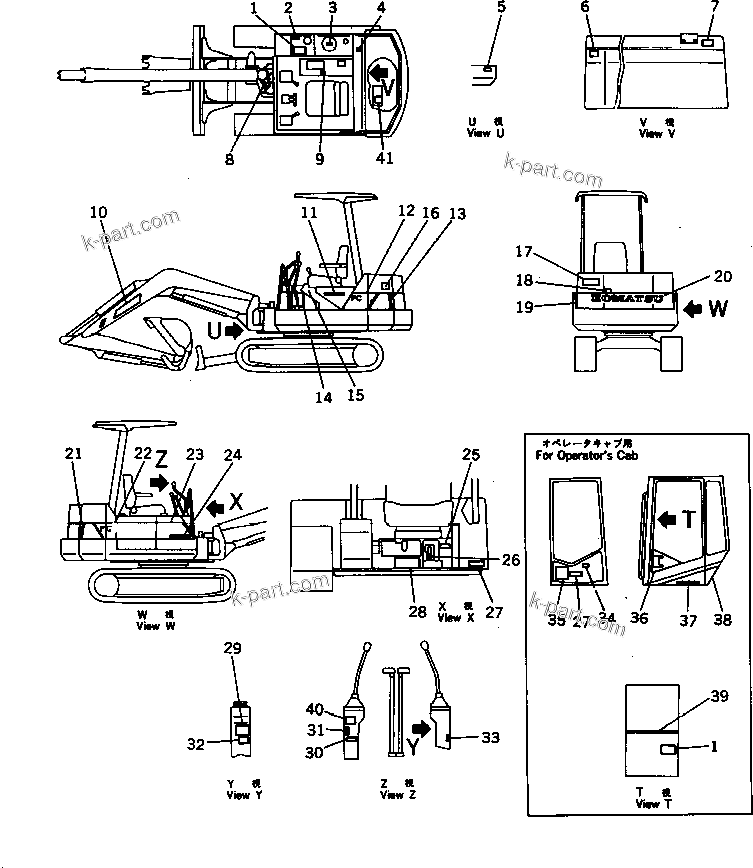 Komatsu parts book diagram for PC20-6 S/N 24001-UP: MARKS AND PLATES (ENGLISH)
