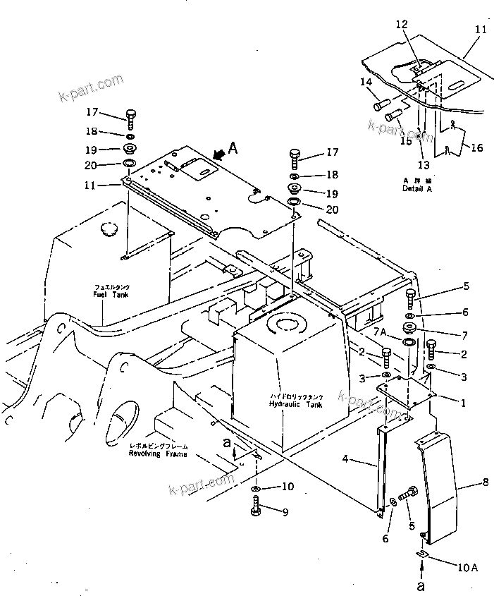 Komatsu parts book diagram for PC200-5 S/N 45001-UP: COVER AND FRAME (COLD WEATHER A SPEC.) (#57469-57492 ?58019-)