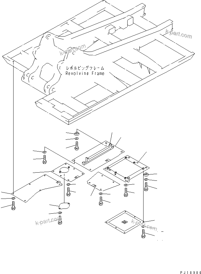 Komatsu parts book diagram for PC200-5 S/N 45001-UP: UNDER COVER (FOR MAIN FRAME AND FRAME R.H.) (HEAVY DUTY) (#57469-57492 ?58019-)