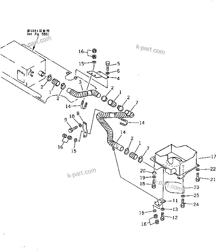 Komatsu parts book diagram for PC200-5 S/N 45001-UP: PRE-HEATER (3/3) (COLD WEATHER A SPEC.) (#57469-57492 ?58019-)