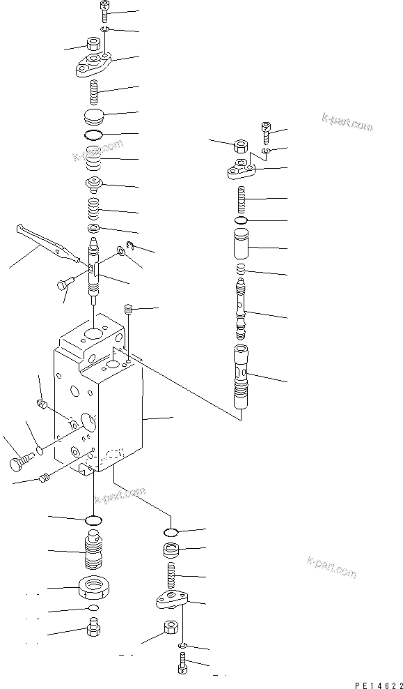 Komatsu parts book diagram for PC200-5 S/N 45001-UP: HYDRAULIC PUMP (6/13) (SERVO VALVE ? FRONT) (2/2)