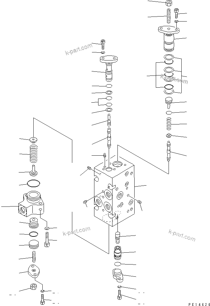 Komatsu parts book diagram for PC200-5 S/N 45001-UP: HYDRAULIC PUMP (10/13) (CUT OFF AND NEGATIVE CONTROL VALVE ? REAR)