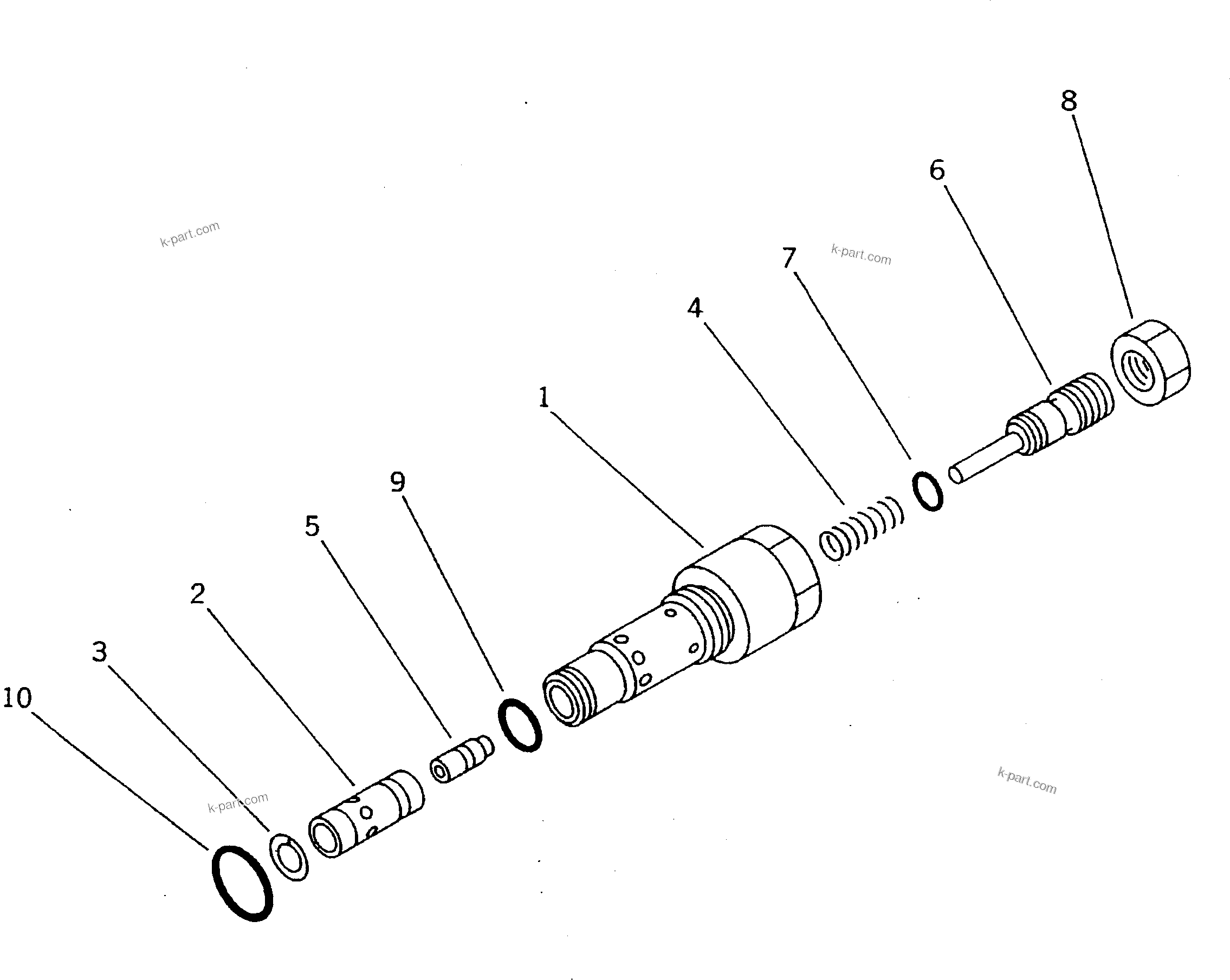 Komatsu parts book diagram for PC200-5 S/N 45001-UP: HYDRAULIC PUMP (13/13) (RELIEF VALVE)