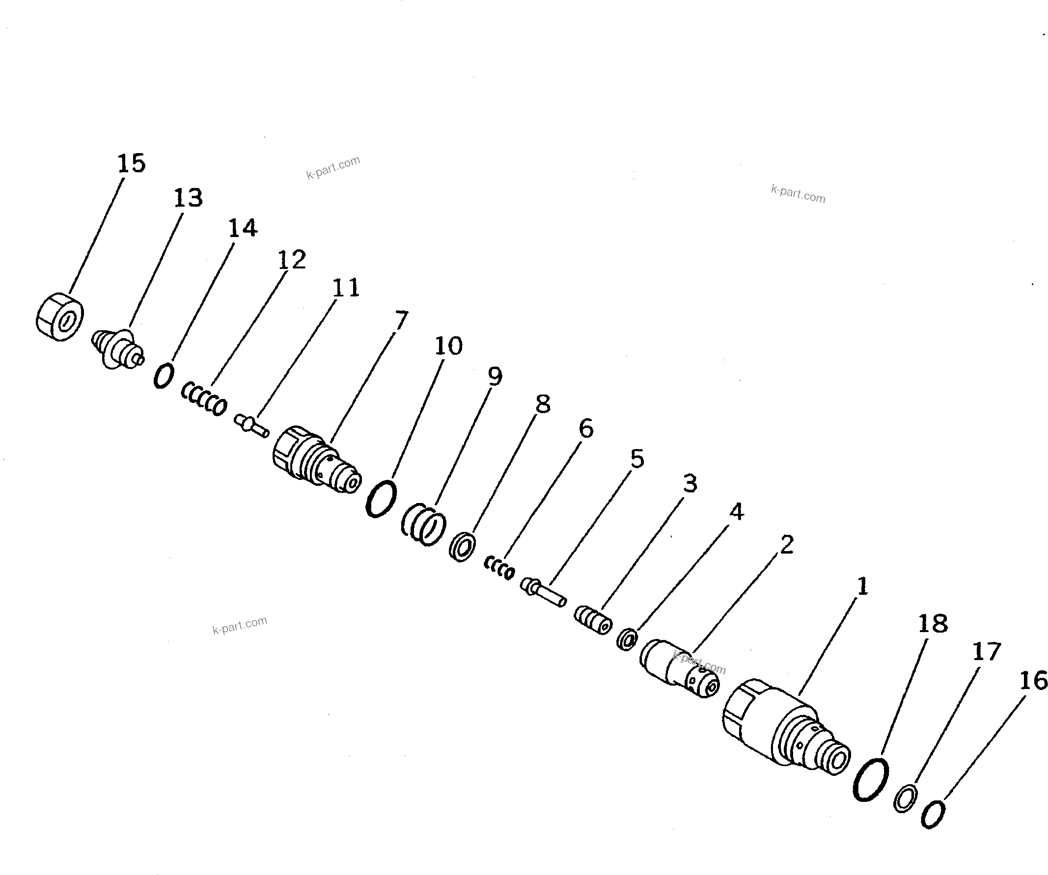 Komatsu parts book diagram for PC200-5 S/N 45001-UP: SUCTION AND SAFETY VALVE (FOR ADDITIONAL PIPING)