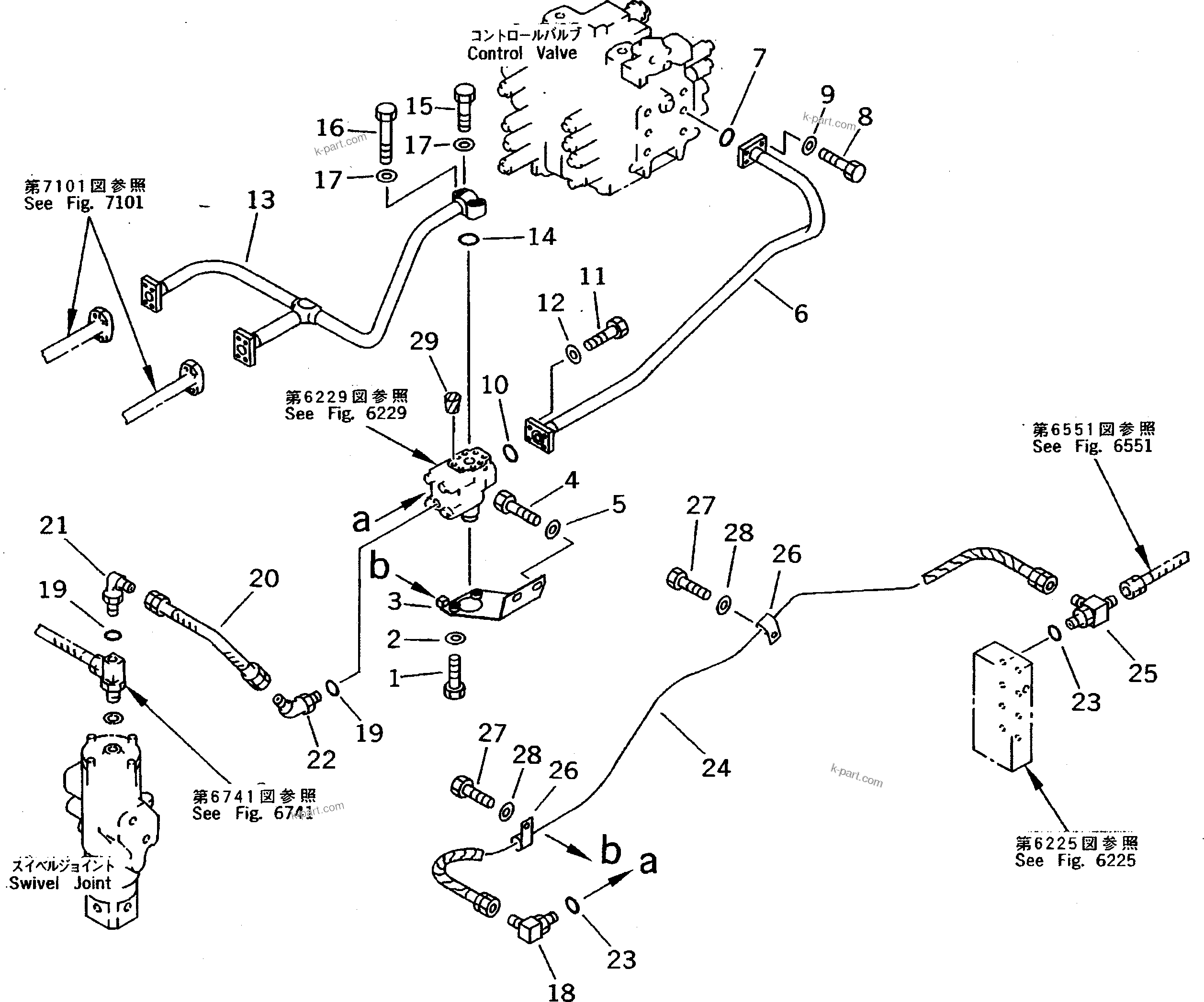 Komatsu parts book diagram for PC200-5 S/N 45001-UP: BOOM DRIFT PREVENTIVE PIPING (#45001-57468 ?57493-58018)