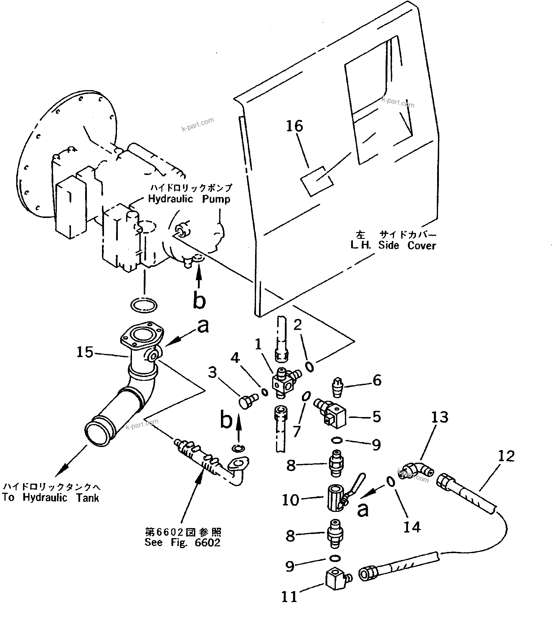Komatsu parts book diagram for PC200-5 S/N 45001-UP: GEAR PUMP BYPASS LINE (COLD WEATHER A AND B SPEC.)               PAN)