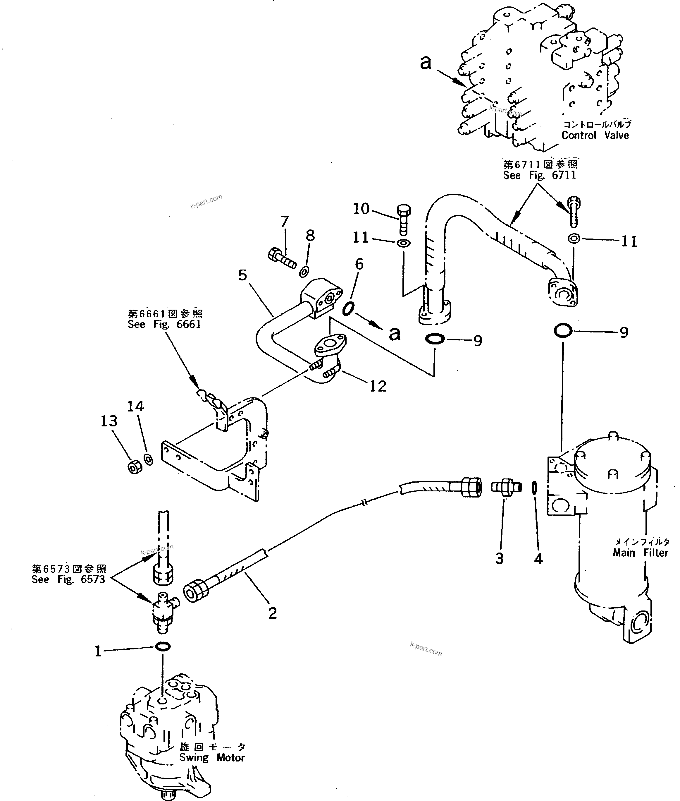 Komatsu parts book diagram for PC200-5 S/N 45001-UP: RETURN PIPING (FOR ADDITIONAL PIPING) (FOR 2 VALVES) (#45001-57468 ?57493-58018)