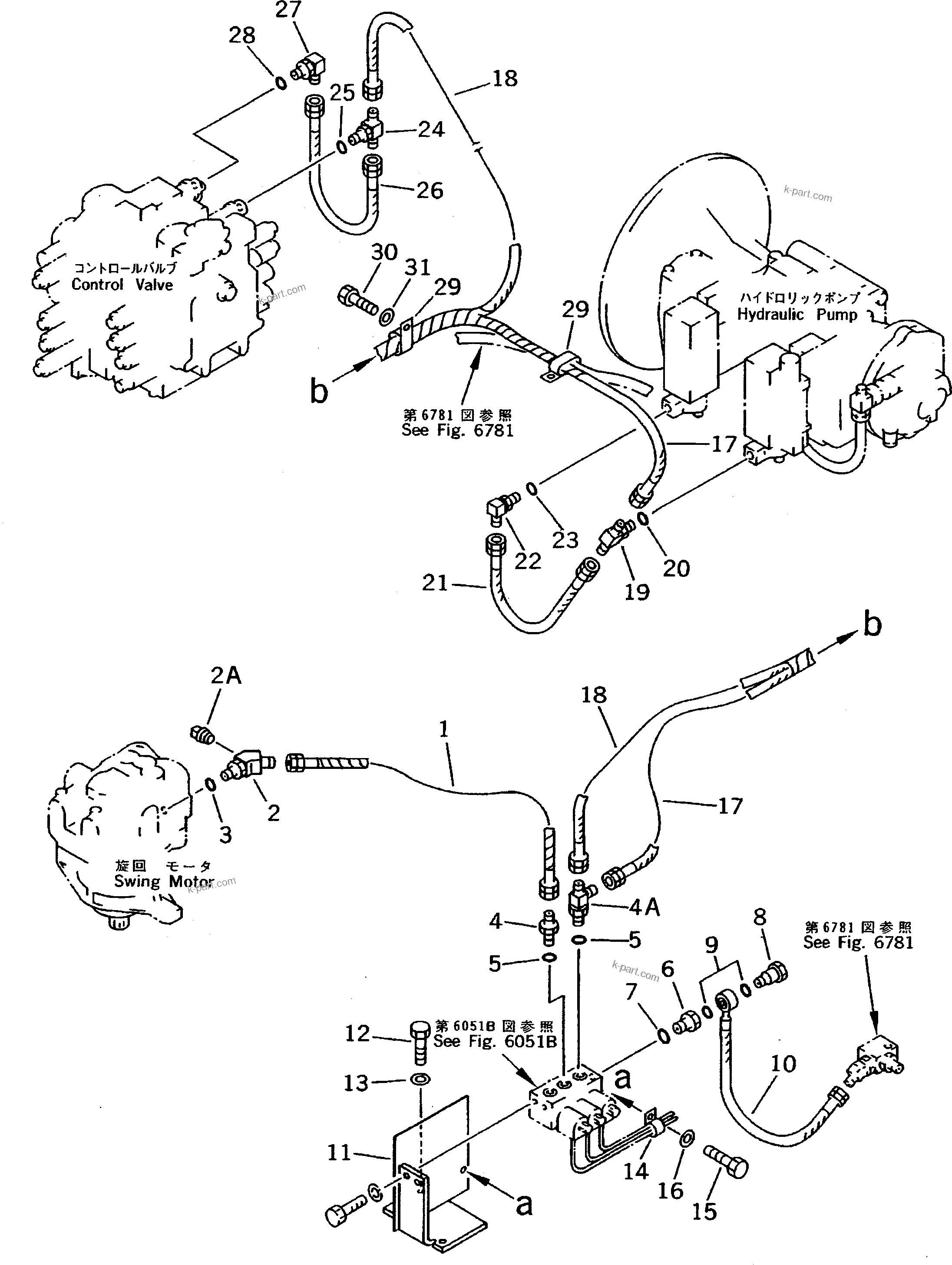 Komatsu parts book diagram for PC200-5 S/N 45001-UP: SOLENOID VALVE PIPING (#57469-57492 ?58019-)