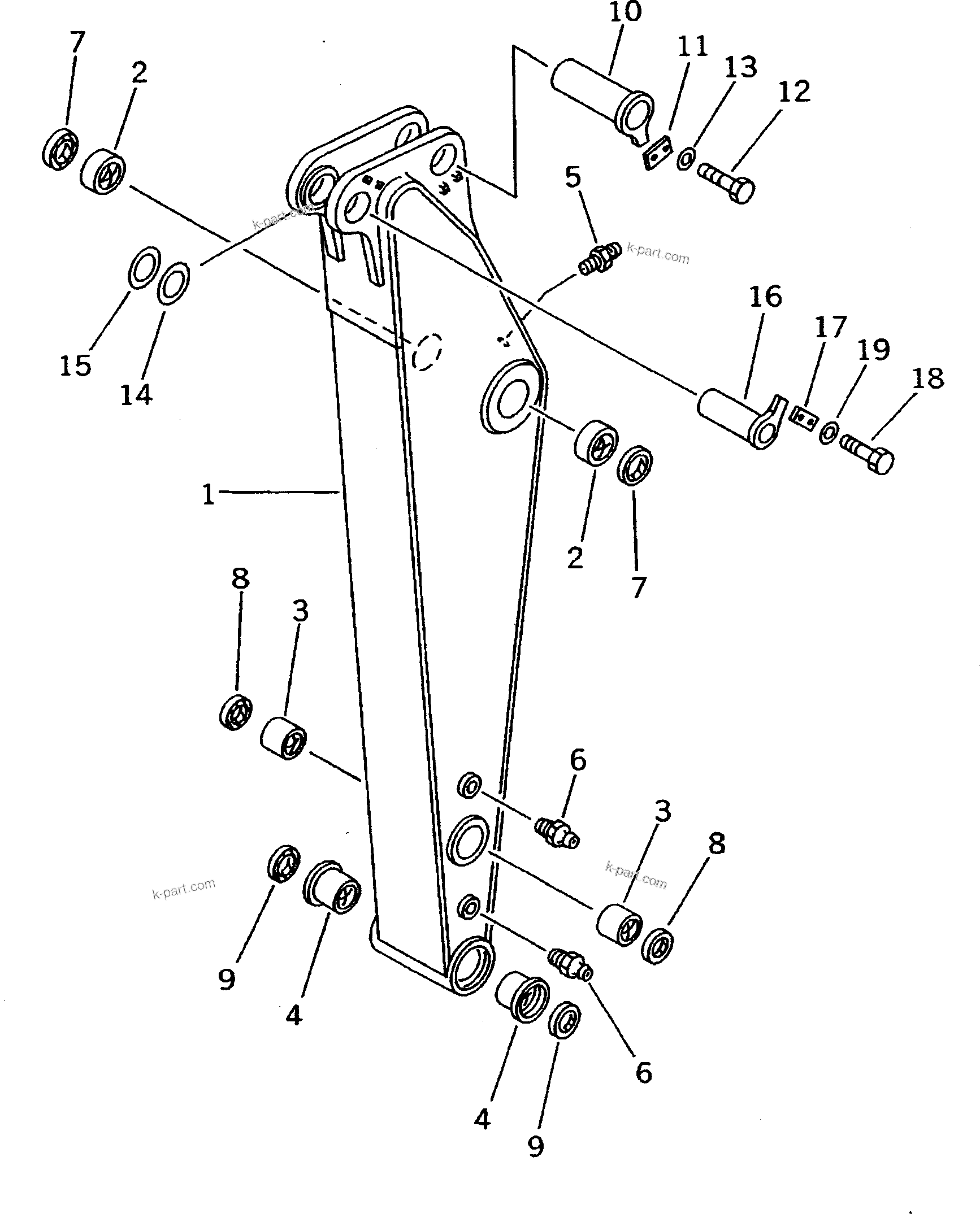 Komatsu parts book diagram for PC200-5 S/N 45001-UP: SUPER SHORT ARM (1.8M)