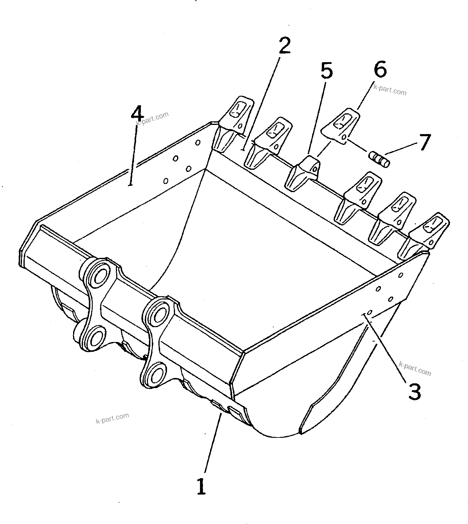 Komatsu parts book diagram for PC200-5 S/N 45001-UP: BUCKET 0.9M3 ? 1330MM (HORIZONTAL PIN TYPE)(#69158-)