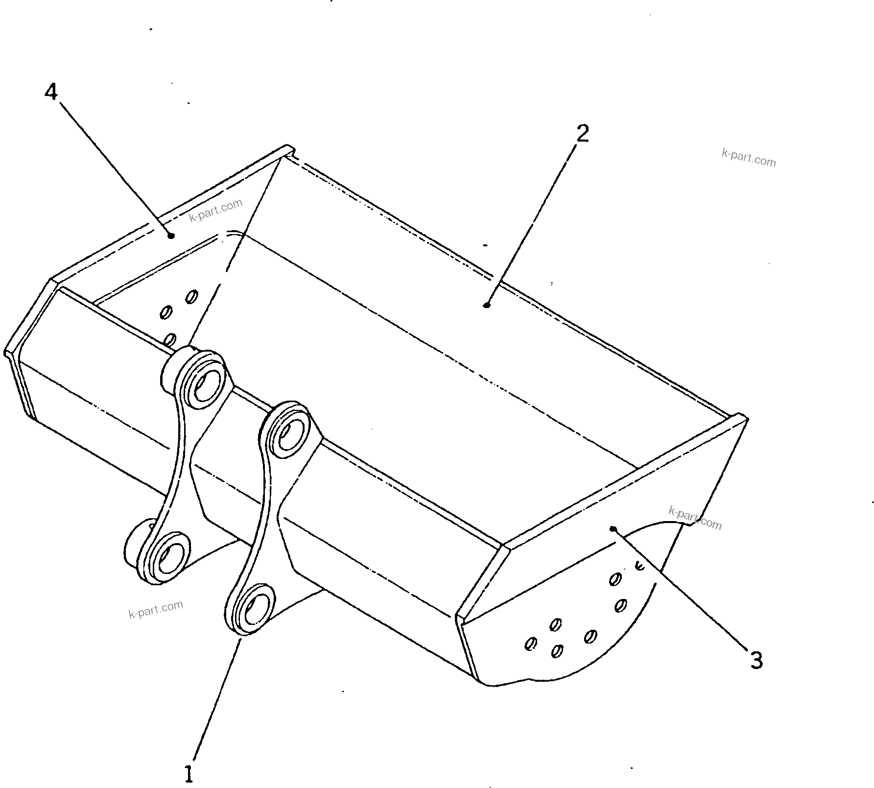 Komatsu parts book diagram for PC200-5 S/N 45001-UP: DITCH CLEANING BUCKET ? 0.7M3 ? 1800MM