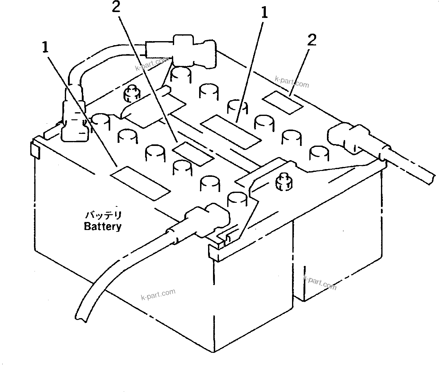 Komatsu parts book diagram for PC200-5 S/N 45001-UP: MARKS AND PLATES (BATTERY CAUTION) (FOR U.S.A. AND PUERTORICO)