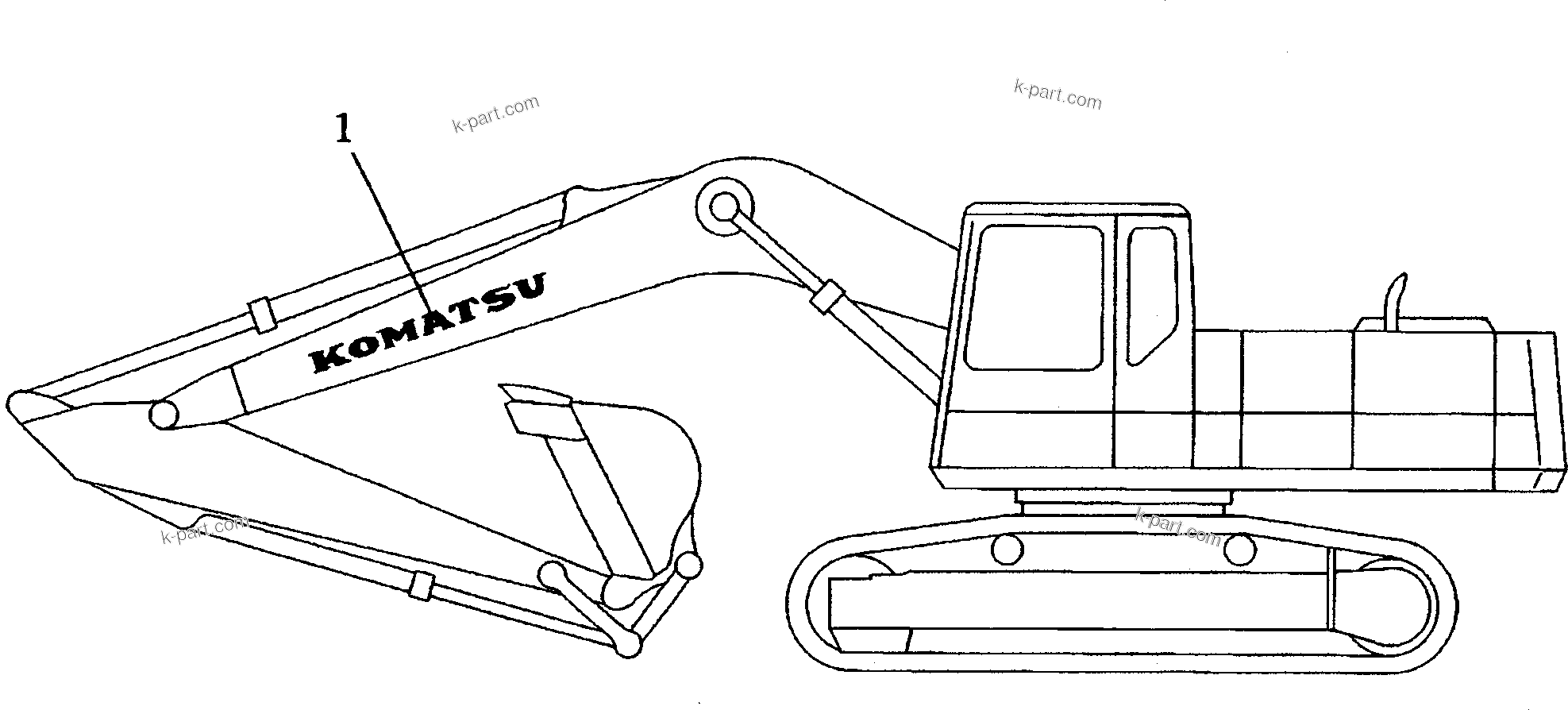 Komatsu parts book diagram for PC200-5 S/N 45001-UP: MARKS AND PALTES (WORK EQUIPMENT SIDE) (KSP SPEC.)