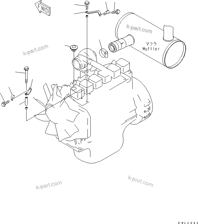 Komatsu parts book diagram for PC200EL-6K S/N K30001-UP: CLAMP (TURBOCHARGER)(#K32001-)