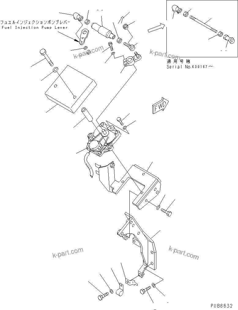 Komatsu parts book diagram for PC200EL-6K S/N K30001-UP: FUEL CONTROL(#K30001-K31999)