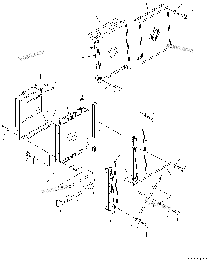 Komatsu parts book diagram for PC200EL-6K S/N K30001-UP: COOLING (RADIATOR) (RIGID TYPE COOLER)(#K30001-K31999)