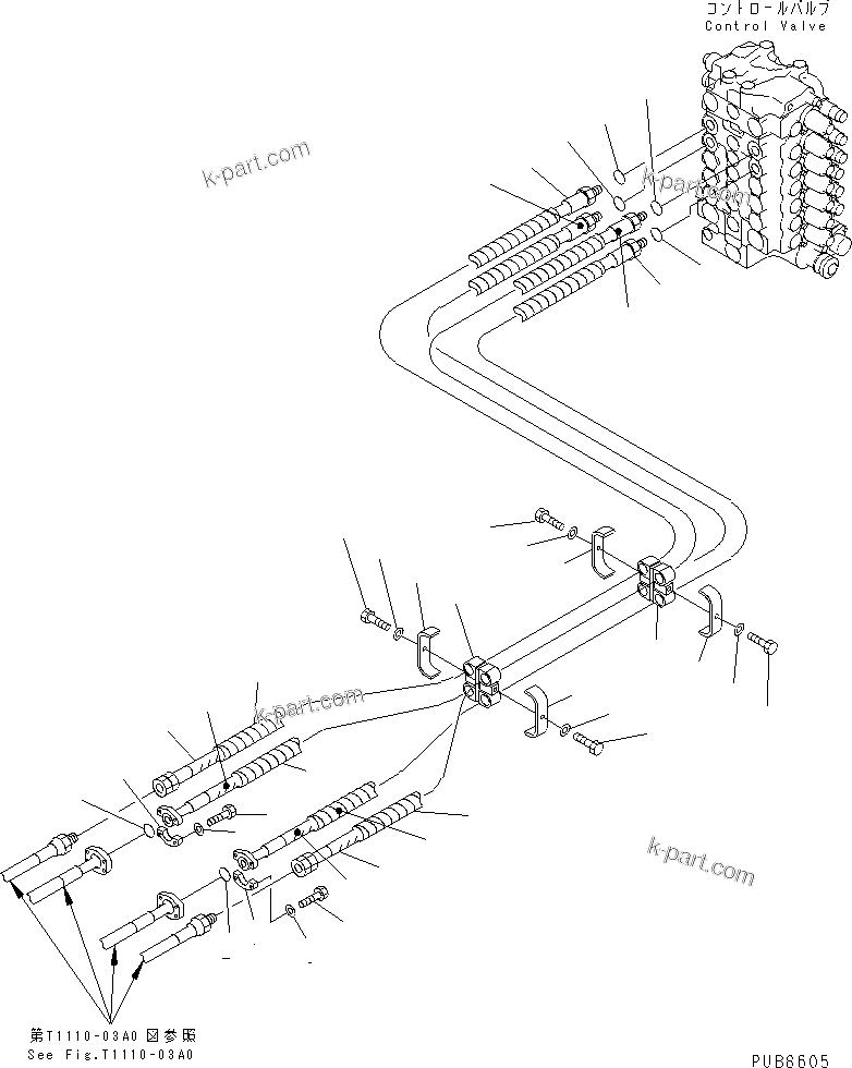 Komatsu parts book diagram for PC200EL-6K S/N K30001-UP: ARM AND BUCKET LINE(#K30125-)