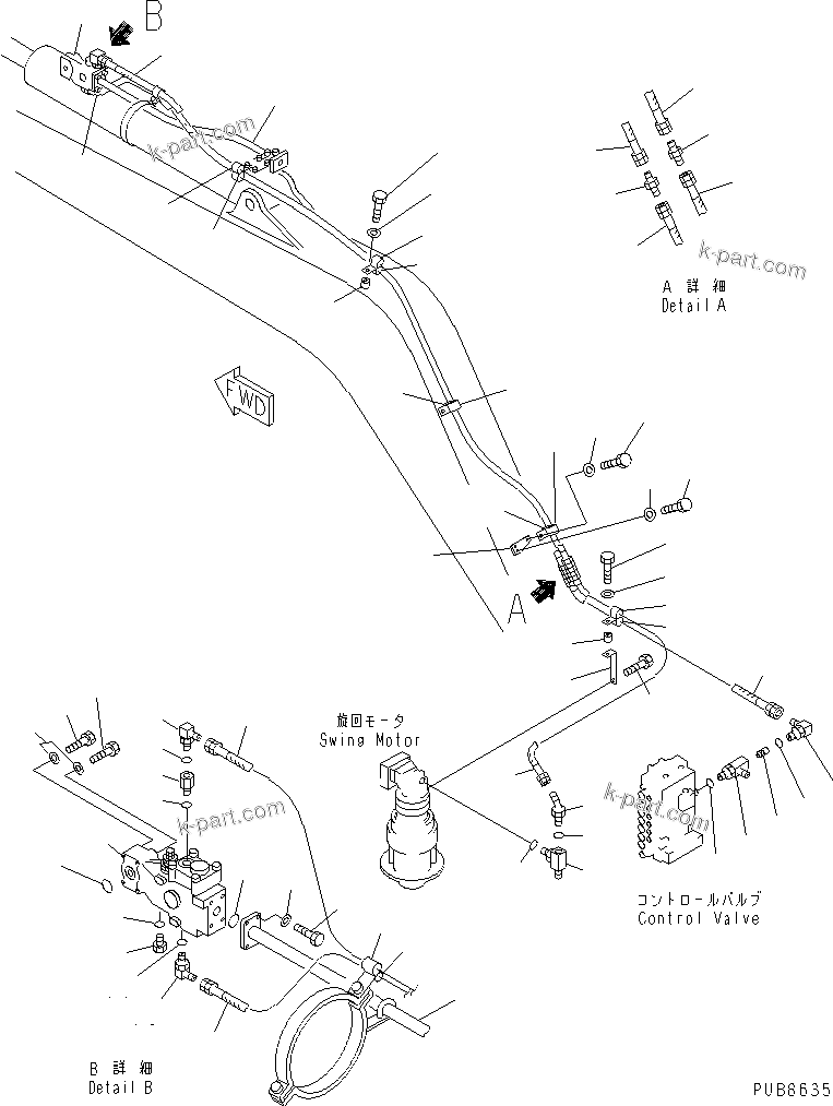 Komatsu parts book diagram for PC200EL-6K S/N K30001-UP: DRIFT PRIVENTIVE (ARM)(#K30001-K30392)