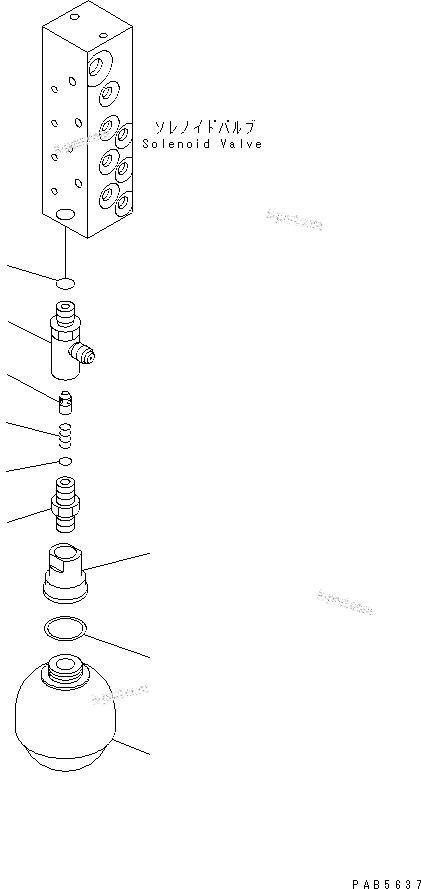 Komatsu parts book diagram for PC200EL-6K S/N K30001-UP: SHUTTLE VALVE LINE (ACCUMULATOR)