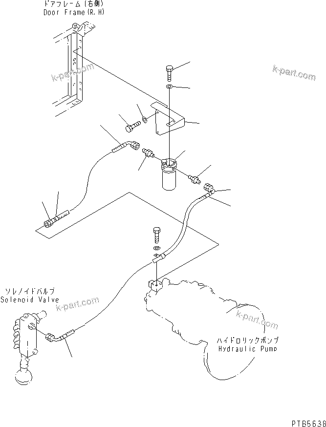 Komatsu parts book diagram for PC200EL-6K S/N K30001-UP: SHUTTLE VALVE LINE (P.P.C. FILTER)