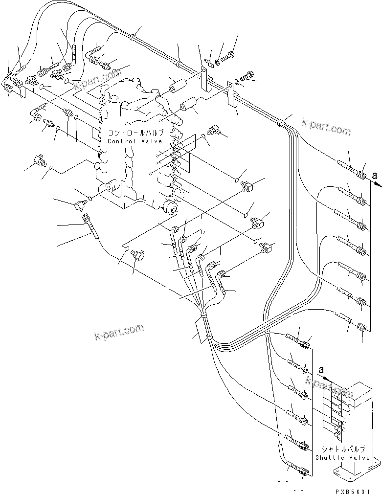Komatsu parts book diagram for PC200EL-6K S/N K30001-UP: PPC MAIN LINE (VALVE PPC LINES)(#K30001-K32054)