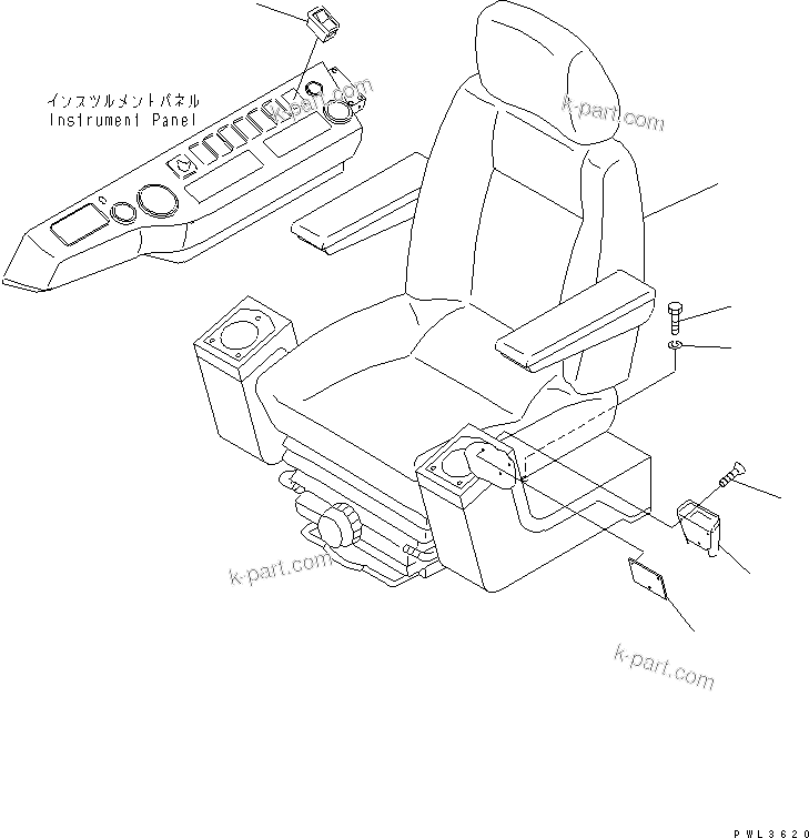 Komatsu parts book diagram for PC200EL-6K S/N K30001-UP: OPERATOR'S SEAT (FOR HEATED SEAT)(#K30207-K30263)