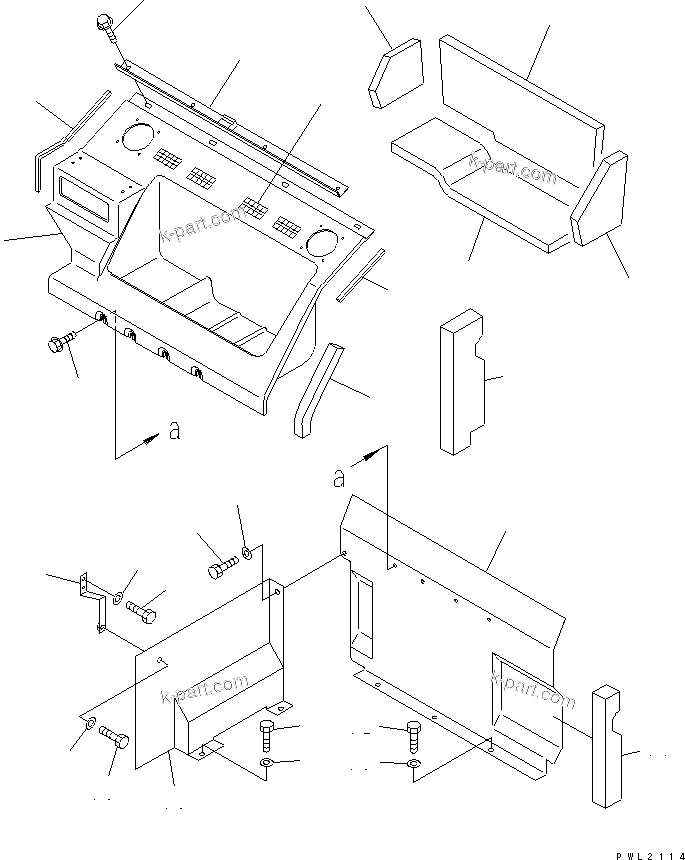 Komatsu parts book diagram for PC200EL-6K S/N K30001-UP: SEAT REAR COVER (WITH AIR CONDITIONER)(#K30001-K34000)