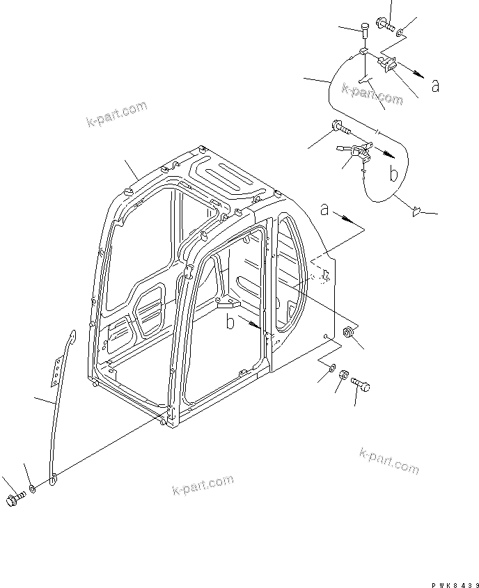 Komatsu parts book diagram for PC200EL-6K S/N K30001-UP: OPERATOR'S CAB (CAB ? GRIP AND OPEN LOCK)(#K30264-K34000)