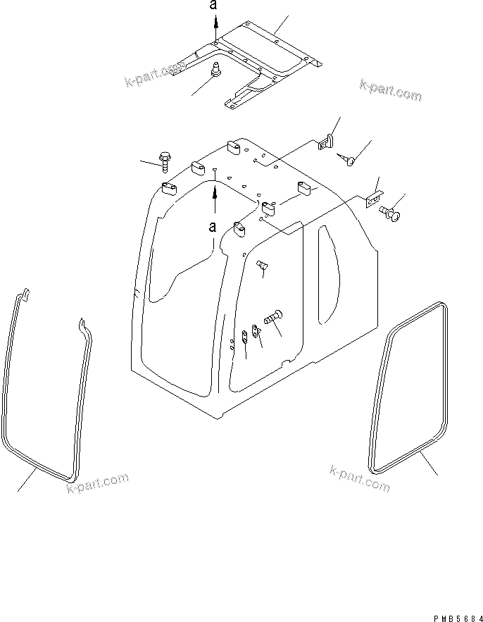 Komatsu parts book diagram for PC200EL-6K S/N K30001-UP: OPERATOR'S CAB (5/7) (INSIDE COVER)(#K30001-K30263)