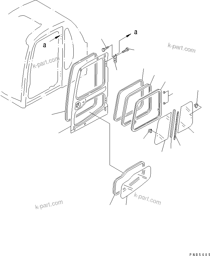 Komatsu parts book diagram for PC200EL-6K S/N K30001-UP: OPERATOR'S CAB (DOOR)(#K34001-)